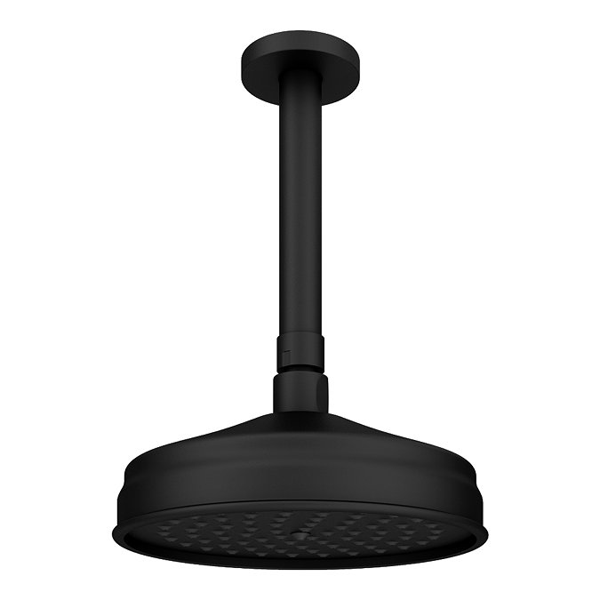 Trafalgar Traditional 200mm Shower Head with Ceiling Mounted Arm - Matt Black