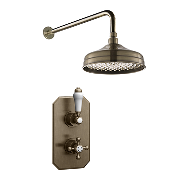 Trafalgar Traditional Antique Brass Shower with Concealed Valve + 8" Head