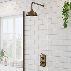 Trafalgar Antique Brass Shower with Concealed Valve with Wall Mounted 8" Head