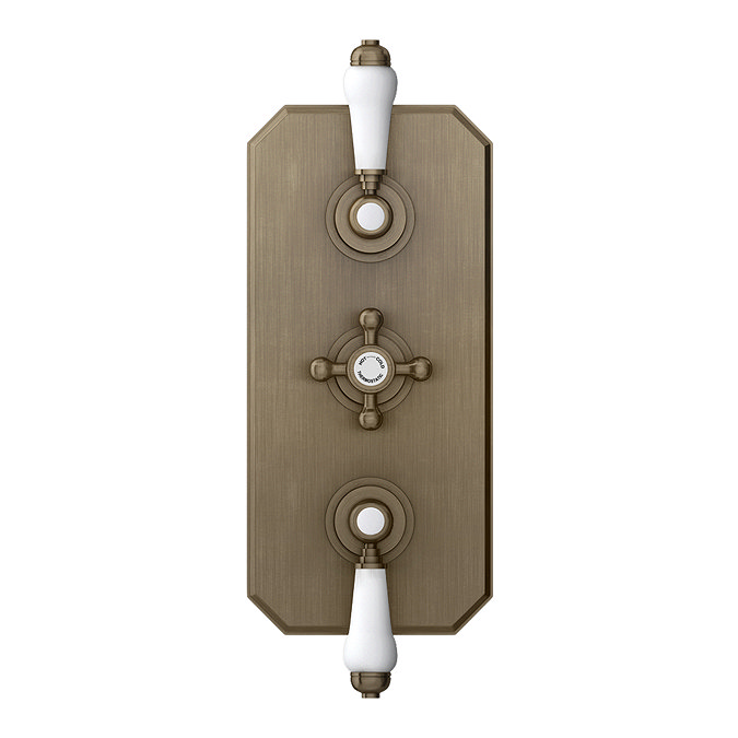 Trafalgar Traditional Antique Brass Shower with Concealed Valve, Ceiling Mounted 8" Head + Handset