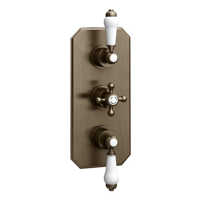 Trafalgar Traditional Antique Brass Shower with Concealed Valve, Ceiling Mounted 8" Head + Handset