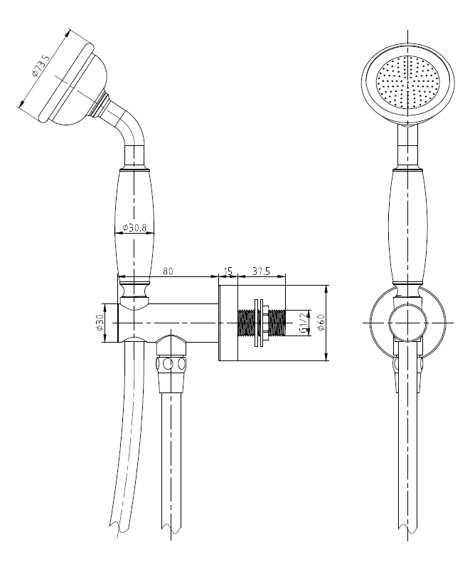 Trafalgar Traditional Antique Brass Shower with Concealed Valve, Ceiling Mounted 8" Head + Handset