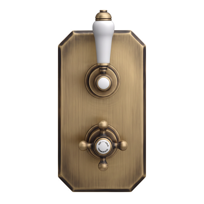 Trafalgar Antique Brass Shower with Concealed Valve with Ceiling Mounted 8" Head