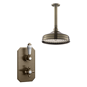 Trafalgar Traditional Antique Brass Shower with Concealed Valve + Ceiling Mounted 8" Head