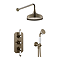 Trafalgar Antique Brass Shower with Concealed Valve, Wall Mounted 8" Head + Handset