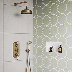 Trafalgar Antique Brass Shower with Concealed Valve, Wall Mounted 8" Head & Handset