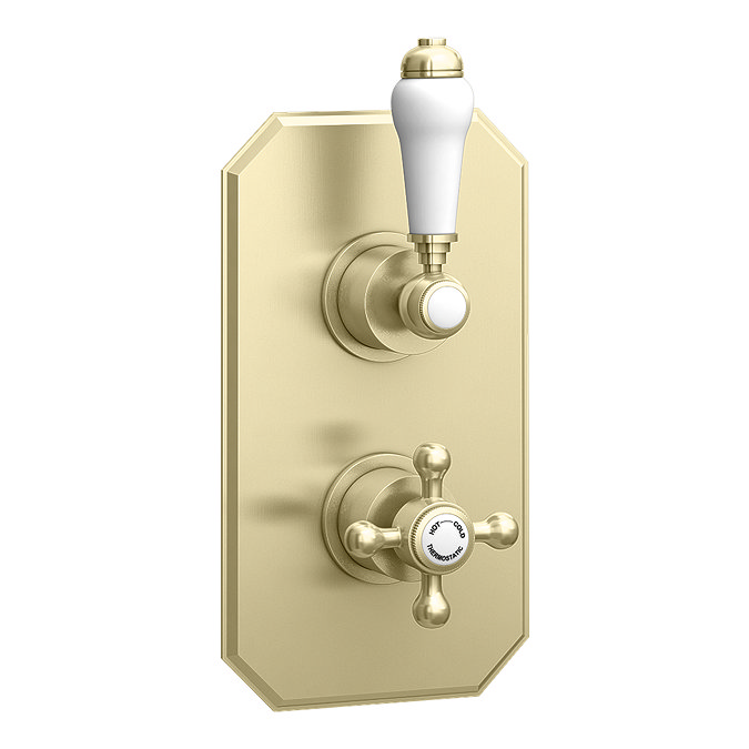 Trafalgar Traditional Brushed Brass Shower with Concealed Valve + 8" Head