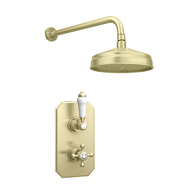 Trafalgar Traditional Brushed Brass Shower with Concealed Valve + 8" Head