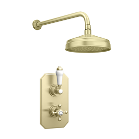 Trafalgar Traditional Brushed Brass Shower with Concealed Valve + 8" Head