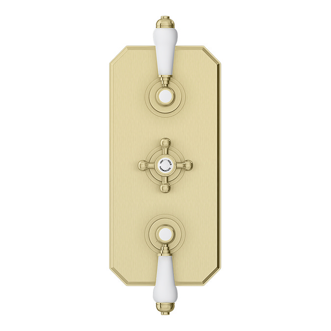 Trafalgar Traditional Brushed Brass Shower with Concealed Valve, Ceiling Mounted 8" Head + Handset