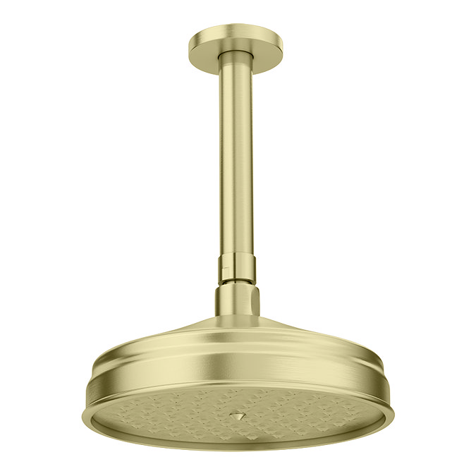 Trafalgar Traditional Brushed Brass Shower with Concealed Valve, Ceiling Mounted 8" Head + Handset