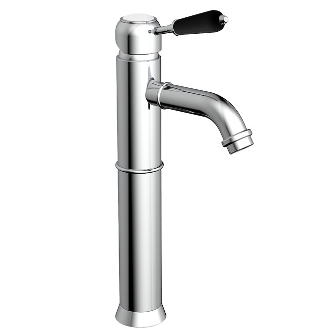 Trafalgar Traditional Chrome Single Lever Tall Basin Tap with Black Lever