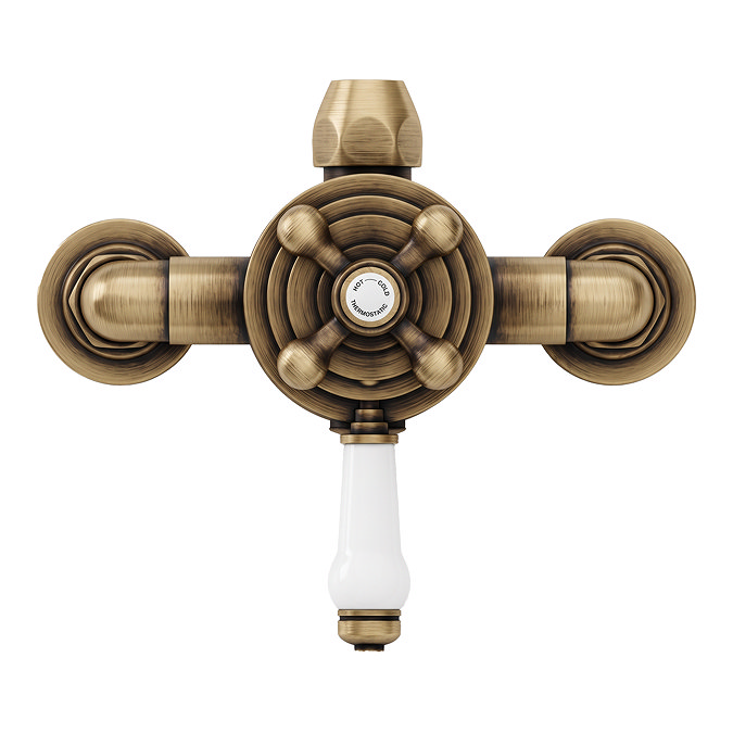 Trafalgar Traditional Dual Exposed Thermostatic Shower Valve Antique Brass