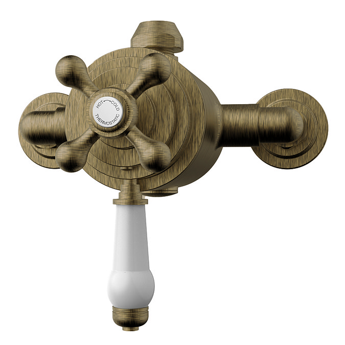 Trafalgar Traditional Dual Exposed Thermostatic Shower Valve Antique Brass