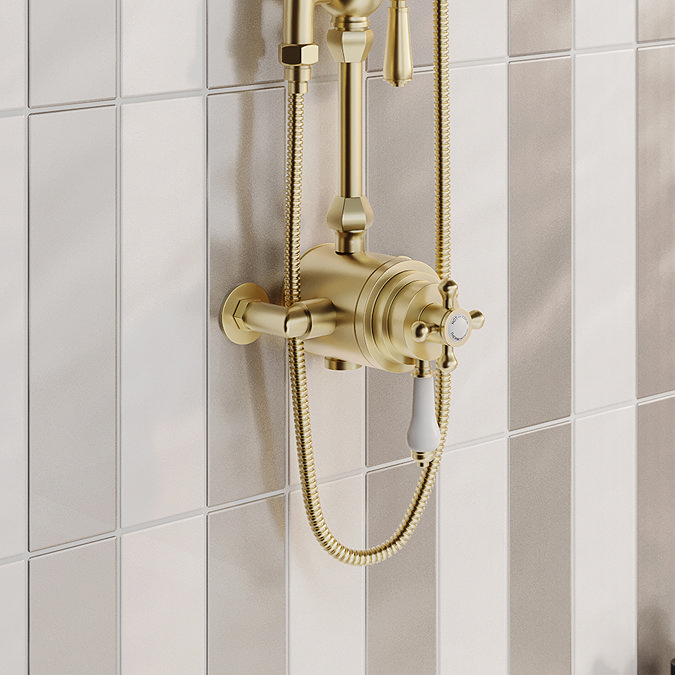 Trafalgar Traditional Dual Exposed Thermostatic Shower Valve Brushed Brass