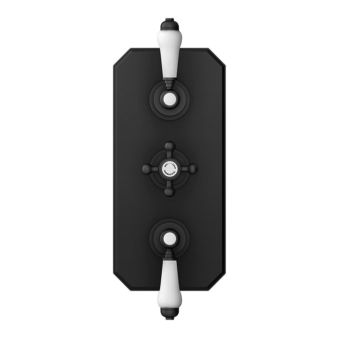 Trafalgar Traditional Matt Black Shower with Concealed Valve, Ceiling Mounted 8" Head + Handset