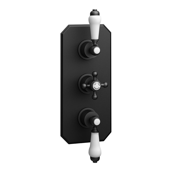 Trafalgar Traditional Matt Black Shower with Concealed Valve, Ceiling Mounted 8" Head + Handset