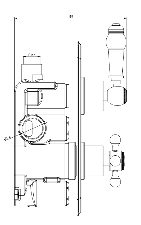 Trafalgar Traditional Matt Black Shower with Concealed Valve + Ceiling Mounted 8" Head