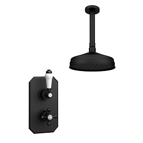 Trafalgar Traditional Matt Black Shower with Concealed Valve + Ceiling Mounted 8" Head