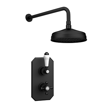 Trafalgar Traditional Matt Black Shower with Concealed Valve + Wall Mounted 8" Head