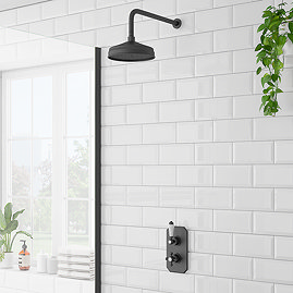 Trafalgar Matt Black Shower with Concealed Valve + Wall Mounted 8" Head