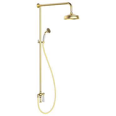 Trafalgar Traditional Rigid Riser with 200mm Shower Head, Hand Shower and Diverter Brushed Brass