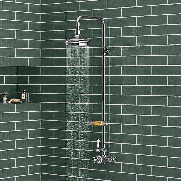 Trafalgar Traditional Shower incl. Rigid Riser, Fixed Head & Soap Basket  Feature Large Image