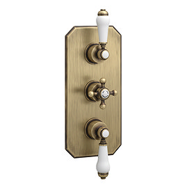 Trafalgar Traditional Triple Concealed Thermostatic Shower Valve Antique Brass
