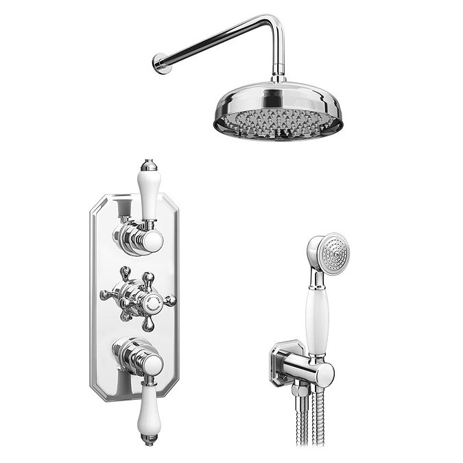 Trafalgar Traditional Triple Thermostatic Shower Package with Head + Handset  Feature Large Image