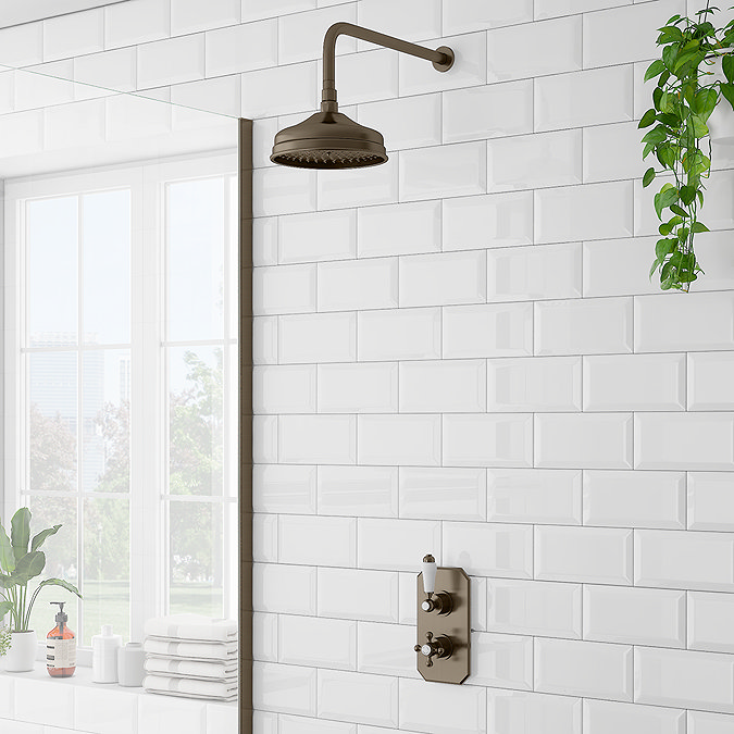 Trafalgar Traditional Twin Concealed Thermostatic Shower Valve Antique Brass