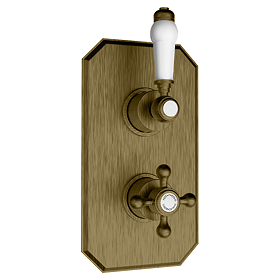 Trafalgar Traditional Twin Concealed Thermostatic Shower Valve Antique Brass
