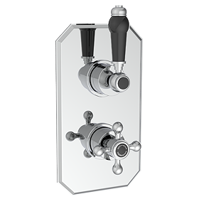 Trafalgar Traditional Twin Concealed Thermostatic Shower Valve Chrome & Black