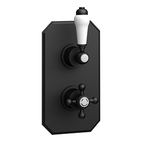 Trafalgar Traditional Twin Concealed Thermostatic Shower Valve Matt Black