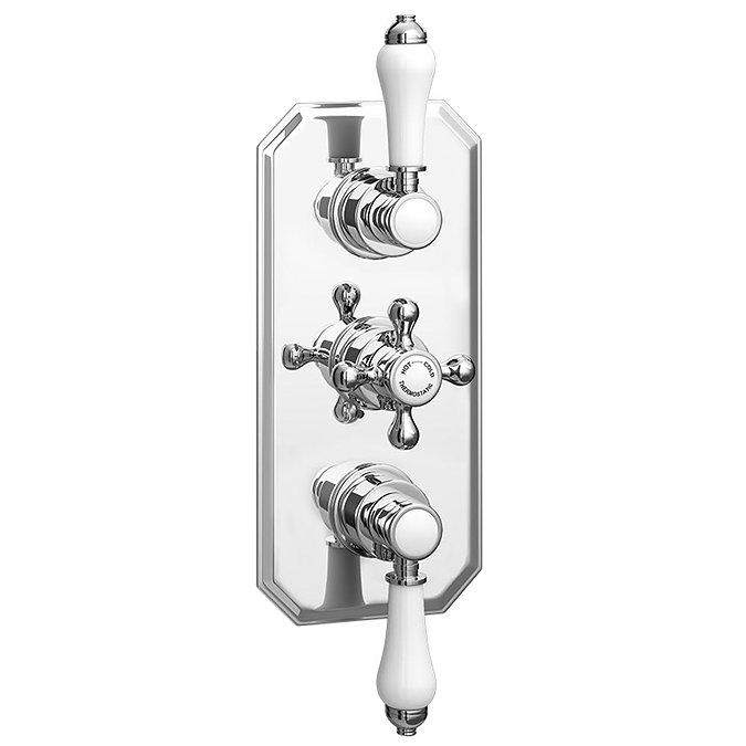 Trafalgar Triple Concealed Shower Valve Inc. Outlet Elbow, Handset & Curved Arm with Fixed Head Stan