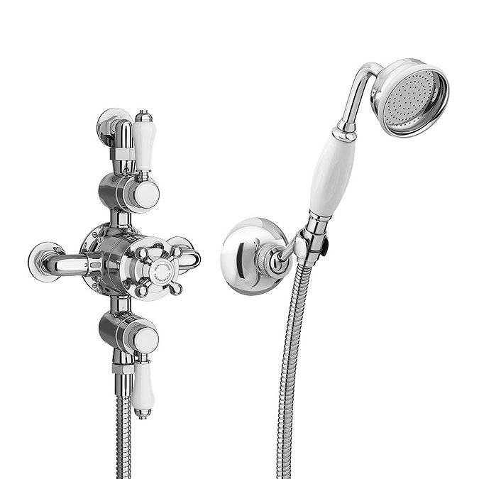 Trafalgar Triple Exposed Thermostatic Shower (Inc. Valve, Elbow, Handset + Fixed Shower Head)  Profi