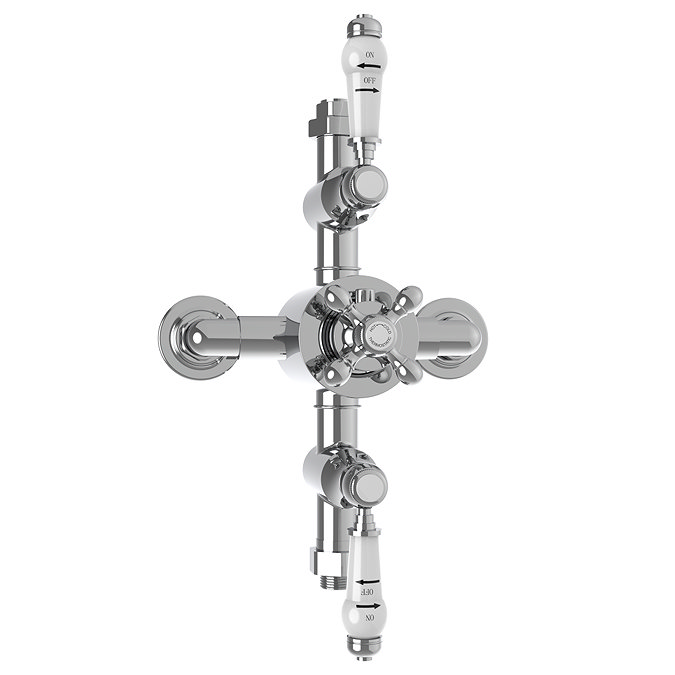 Trafalgar Triple Exposed Thermostatic Shower Valve + Slider Rail Kit with Rigid Riser