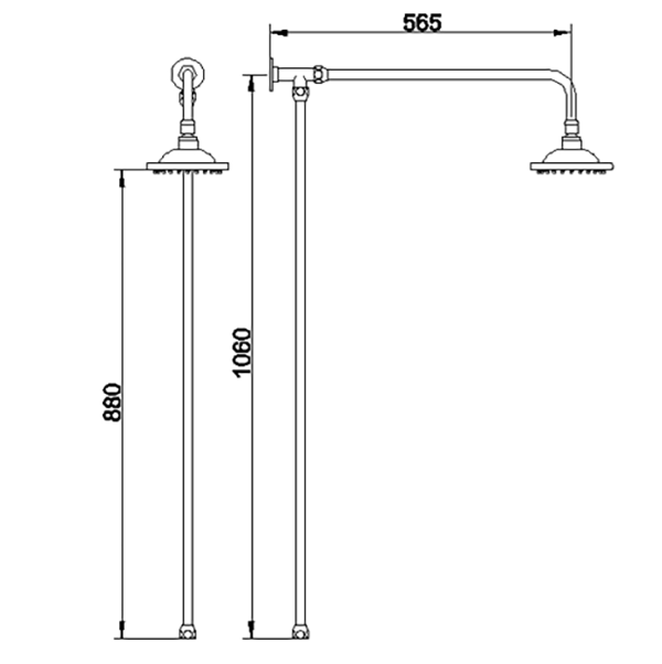 Trafalgar Triple Exposed Thermostatic Shower Valve + Slider Rail Kit with Rigid Riser