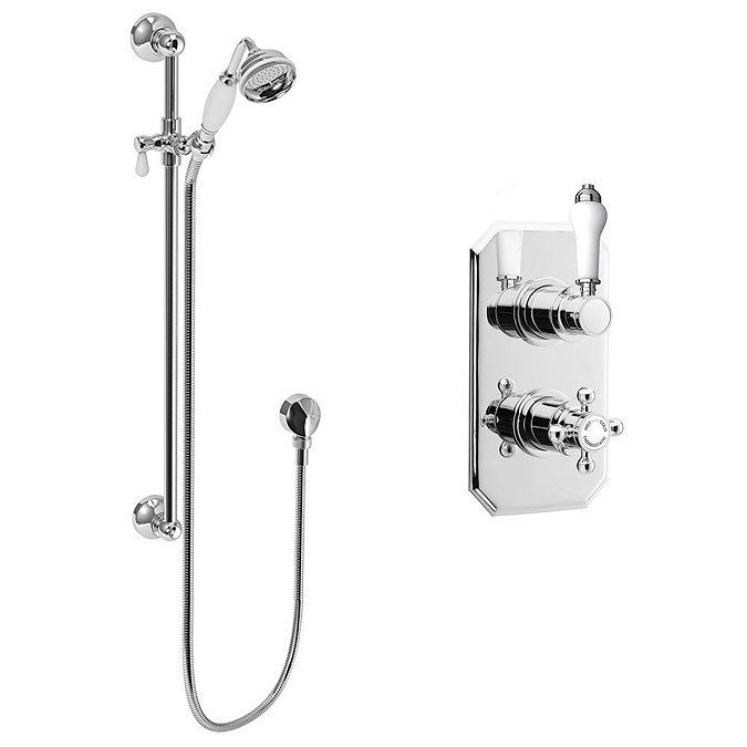 Trafalgar Twin Concealed Thermostatic Shower Valve + Slider Rail Kit Feature Large Image