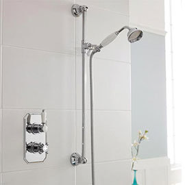 Trafalgar Twin Concealed Thermostatic Shower Valve + Slider Rail Kit Medium Image