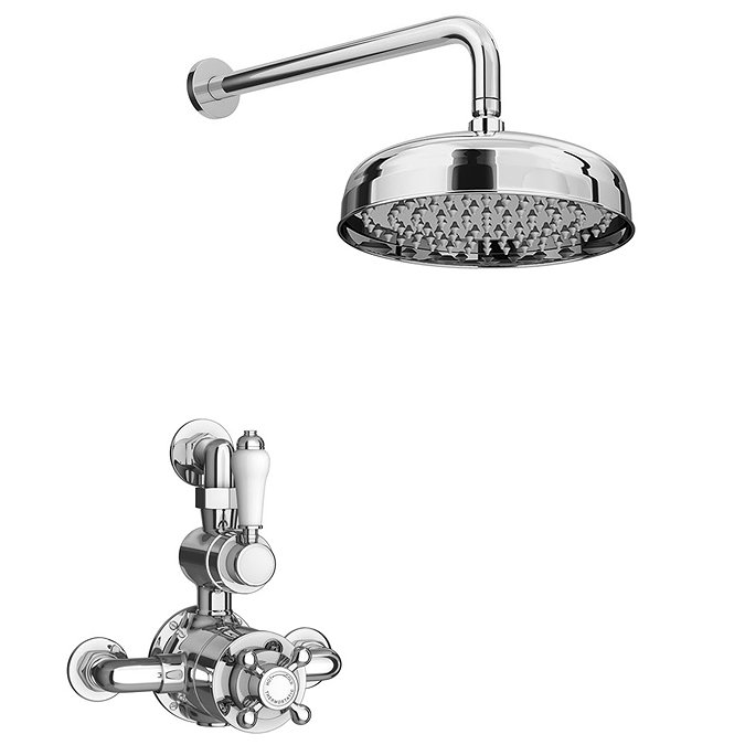 Trafalgar Twin Exposed Thermostatic Shower Pack (Inc. Valve, Elbow + Fixed Shower Head) Large Image