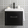 Trafalgar Wall Hung Vanity - Matt Black - 500mm 1 Drawer with Chrome Handle