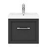 Period Bathroom Co. Wall Hung Vanity - Matt Black - 500mm 1 Drawer with Chrome Handle Standard Large Image