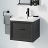 Trafalgar Wall Hung Vanity - Matt Black - 500mm 1 Drawer with Matt Black Handle