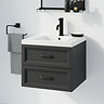 Trafalgar Wall Hung Vanity - Matt Black - 500mm 2 Drawer with Matt Black Handles