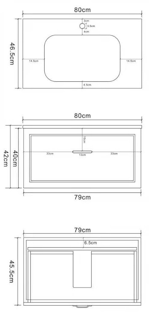 Trafalgar Wall Hung Vanity - Matt Black - 800mm 1 Drawer with Matt Black Handle