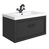 Trafalgar Wall Hung Vanity - Matt Black - 800mm 1 Drawer with Matt Black Handle