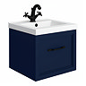 Trafalgar Wall Hung Vanity - Matt Blue - 500mm 1 Drawer with Matt Black Handle