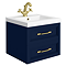 Trafalgar Wall Hung Vanity - Matt Blue - 500mm 2 Drawer with Brushed Brass Handles