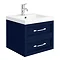 Period Bathroom Co. Wall Hung Vanity - Matt Blue - 500mm 2 Drawer with Chrome Handles Large Image