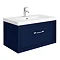 Period Bathroom Co. Wall Hung Vanity - Matt Blue - 800mm 1 Drawer with Chrome Handle Large Image